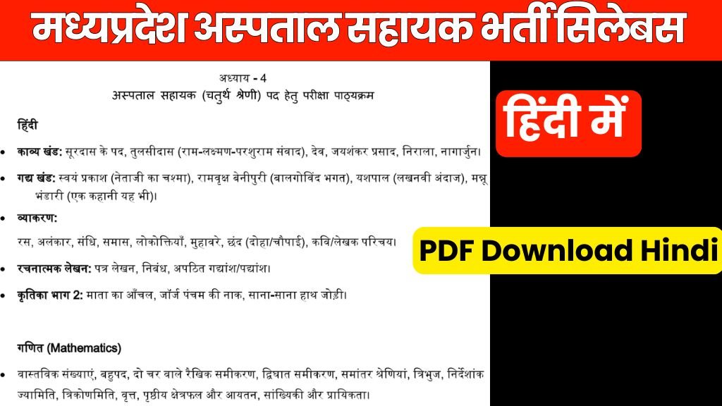 MP Hospital Assistant Syllabus 2026 | मध्यप्रदेश अस्पताल सहायक भर्ती सिलेबस 2026