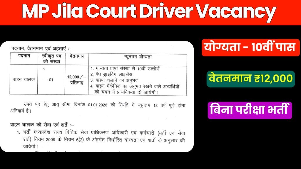MP Jila Court Driver Bharti 2026: